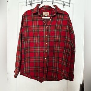 Abercrombie & Fitch long sleeve button down red plaid women’s Small soft cotton